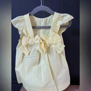 Zara poplin dress with bows and ruffle sleeve 12-18 months yellow